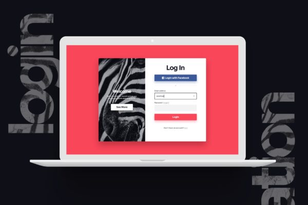 网站登录注册窗口表单设计素材库精选模板 “Zebra” Login &amp; Registration Form