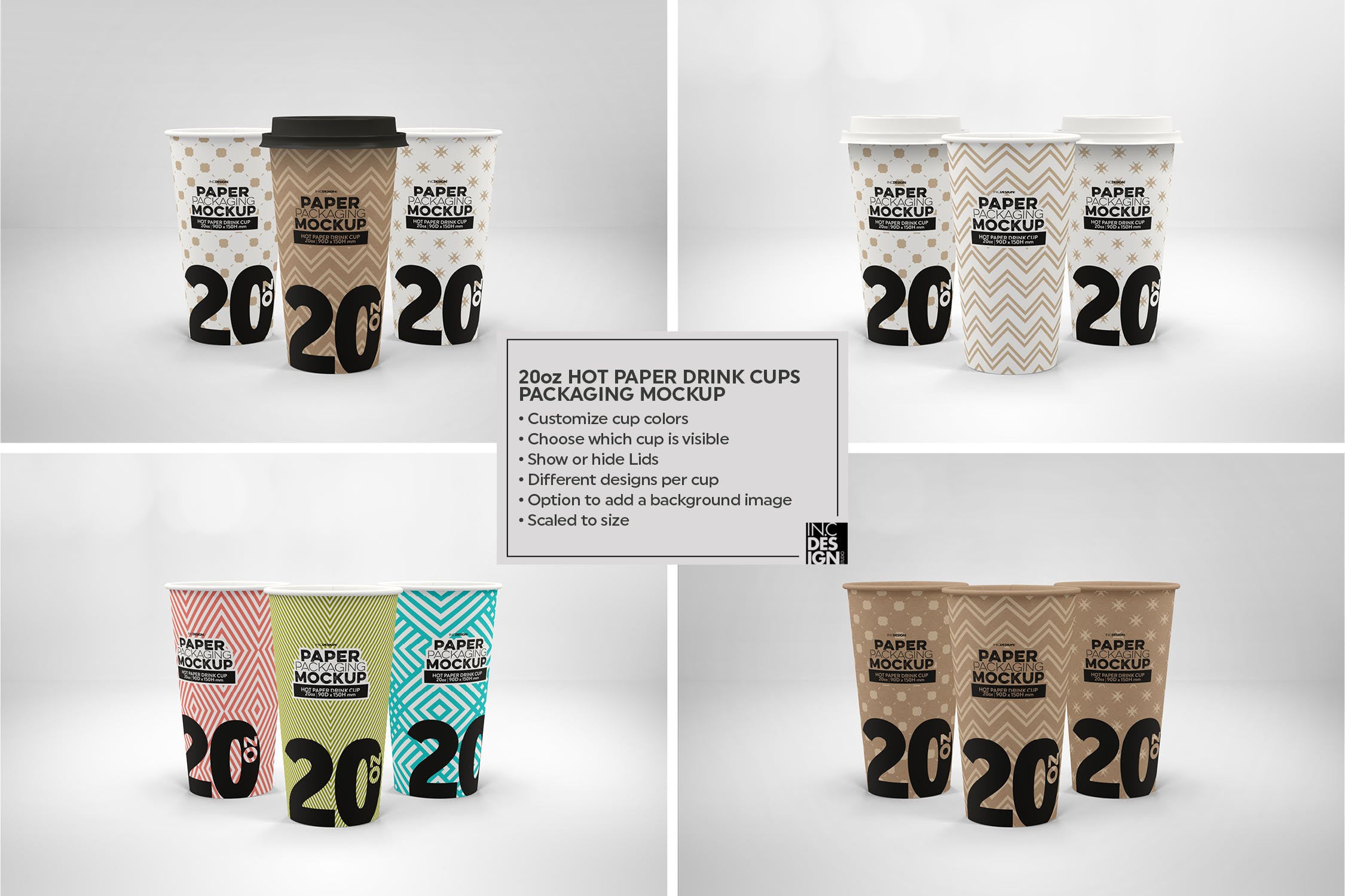 热饮一次性纸杯外观设计素材库精选 Paper Hot Drink Cups Packaging Mockup插图(7)
