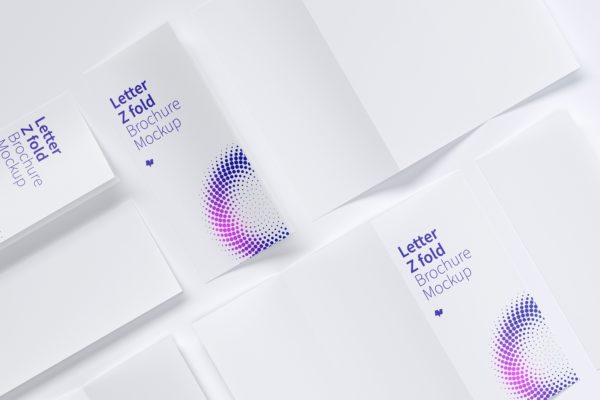 信纸规格三折页折叠小册子传单设计效果图样机05 Letter Z Fold Brochure Mockup 05