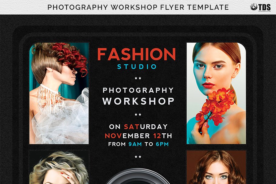 影楼摄影工作室PSD传单模板 Photography Workshop Flyer PSD插图(7)