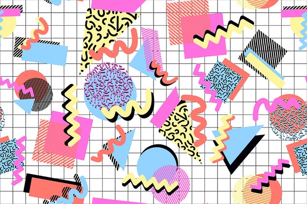 无缝复古时尚多彩印花图案 Seamless Retro Shapes Patterns插图(10)