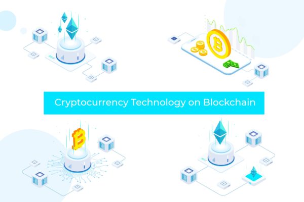 加密货币技术区块链等距矢量素材库精选概念插画素材 Cryptocurrency Technology Blockchain Isometric FV