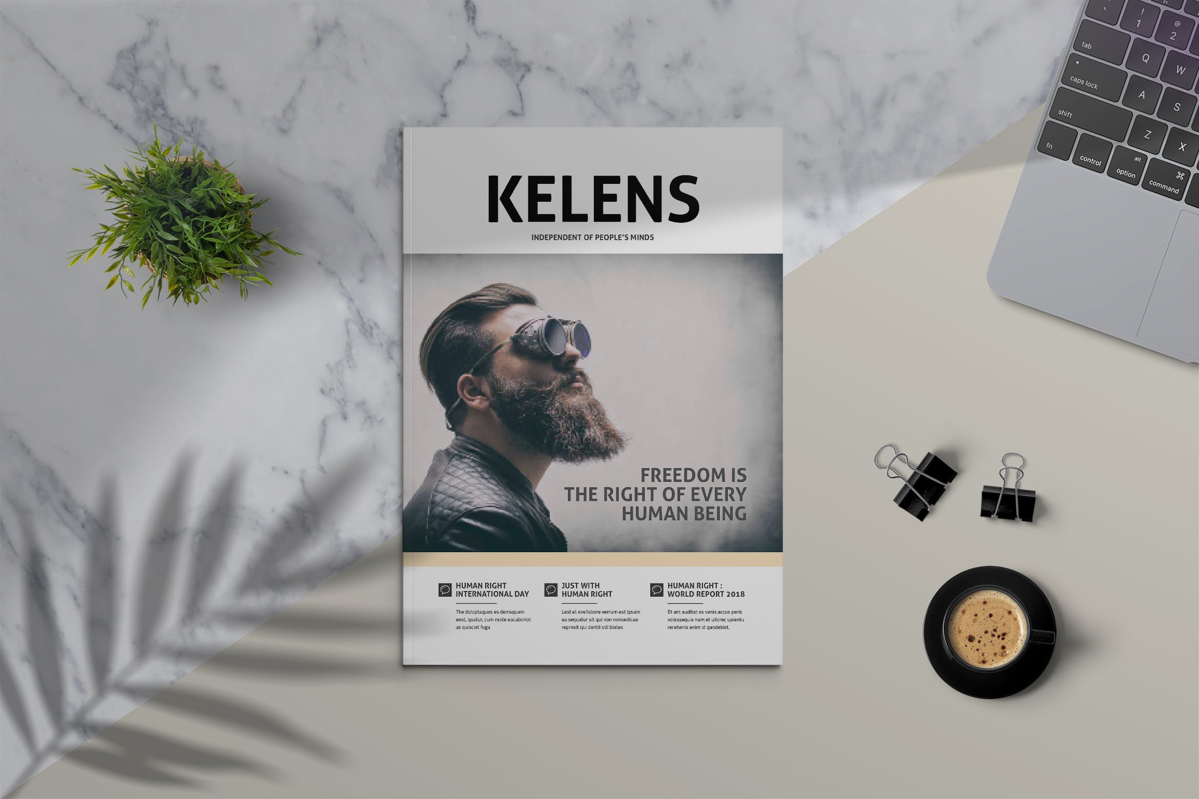 北欧简约风格素材库精选杂志设计模板 KELENS – Clean Magazine Template插图