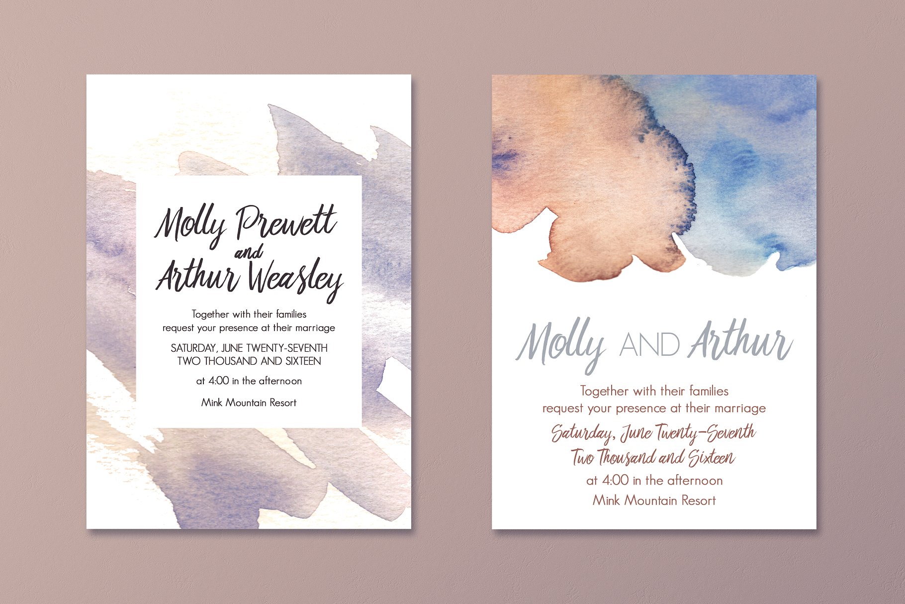 梦幻水彩婚礼邀请函模板合集 The Dreamy Watercolour Collection插图(4)