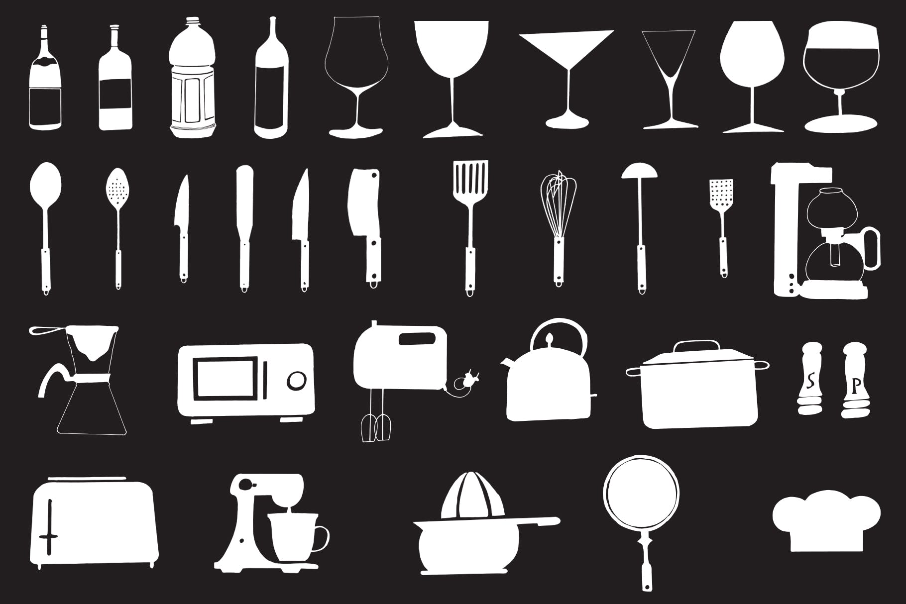 30+手绘厨房用具图案剪贴画素材合集v2 30+ Hand Drawn Kitchen Cliparts Ver. 2插图(2)