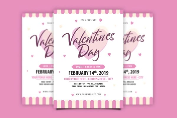 情人节节日主题海报设计模板 Valentine’s Day Flyer