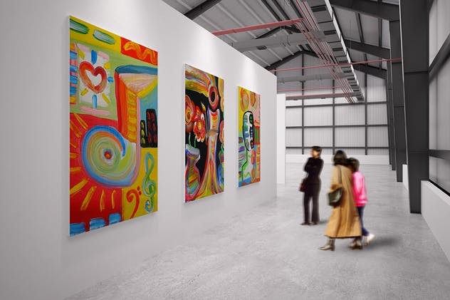 展览馆绘画作品艺术品展示样机Vol.3 Exhibition Mockup [vol3]插图(1)