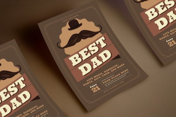 复古设计风格父亲节活动海报设计模板 Retro Father’s Day Flyer