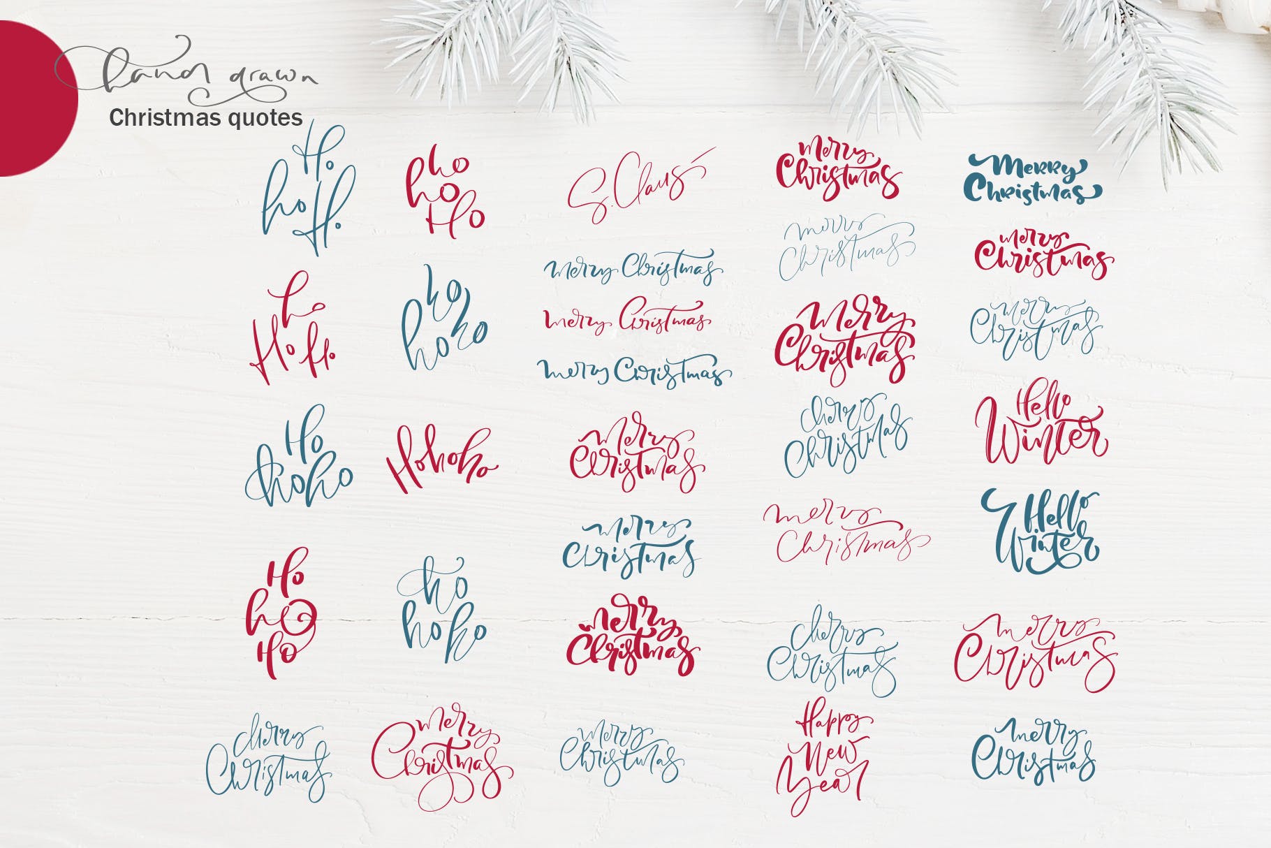 圣诞节主题元素水彩手绘设计素材 Christmas floral holiday elements插图(2)