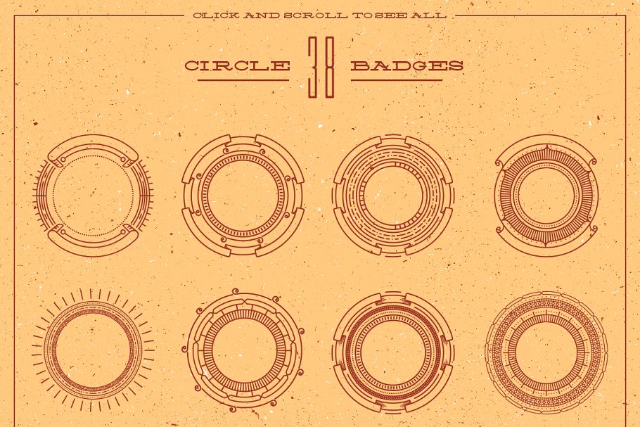 38个齿轮轴徽章线条设计logo模板 38 Line Badges插图(1)