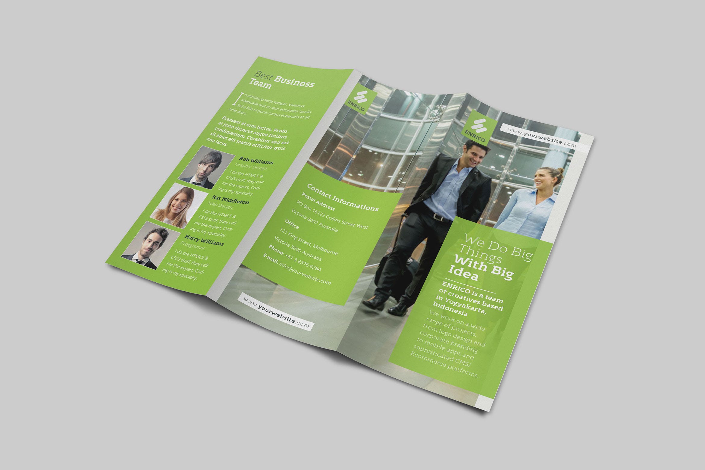 竖版三折页公司/企业简介宣传单设计模板 Enrico Business Trifold插图