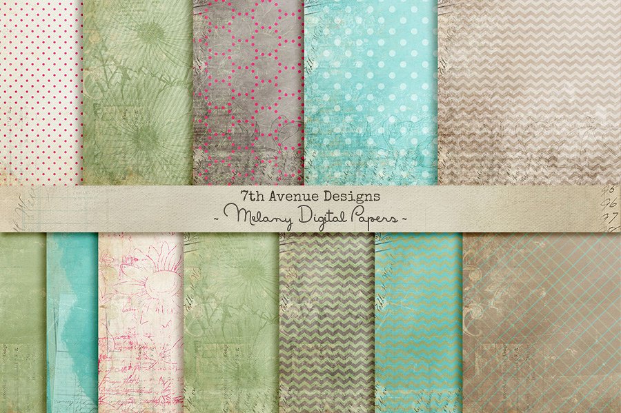 经典低调充满文化气息的纸张纹理 Melany Digital Papers插图