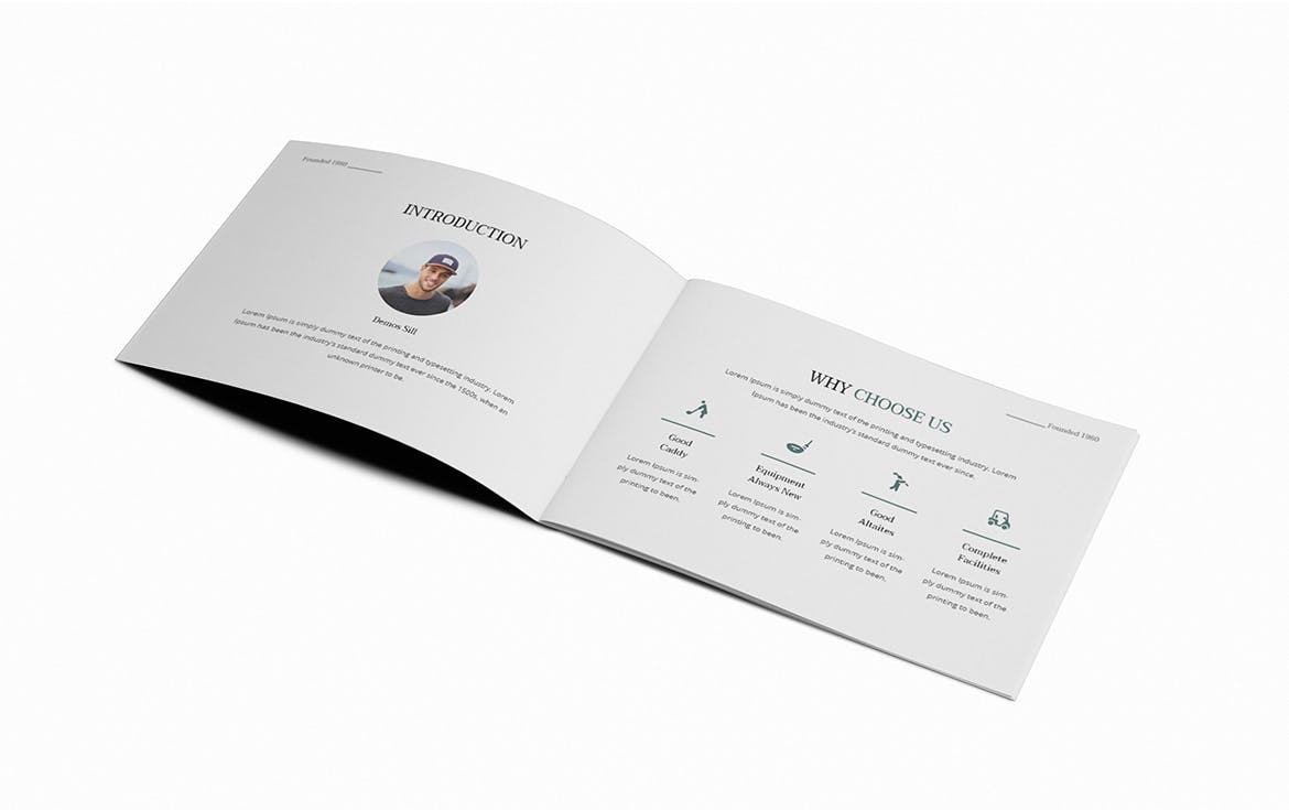 高尔夫场馆/体育场馆横版画册设计版式模板 Golf A5 Brochure Template插图(3)