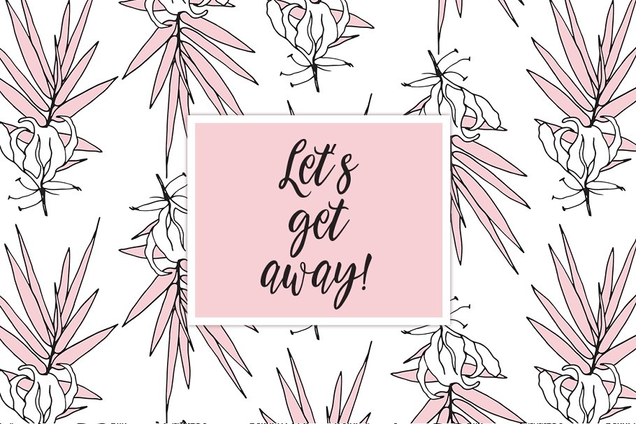 热带树叶手绘矢量纹理合集 Tropical Foliage Vector Patterns插图(6)