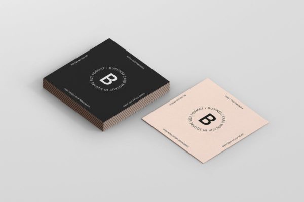 方形高级企业品牌名片样机 Business Card Mockup Square Format