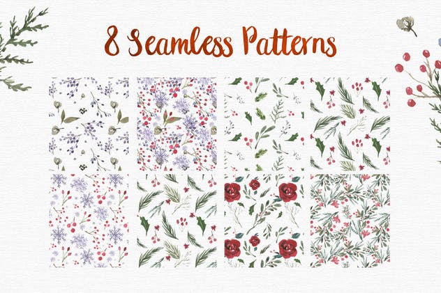 圣诞节水彩设计和剪贴画合集 Christmas Watercolor Designs and clipart插图(6)