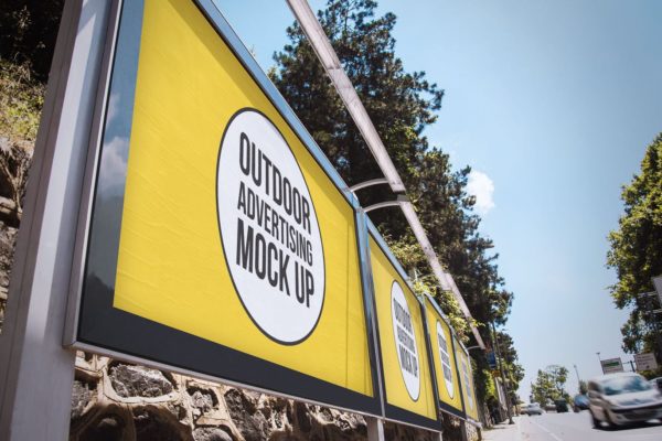 户外公路广告牌广告设计效果图样机模板#2 Outdoor Advertisement Mockup Template #2