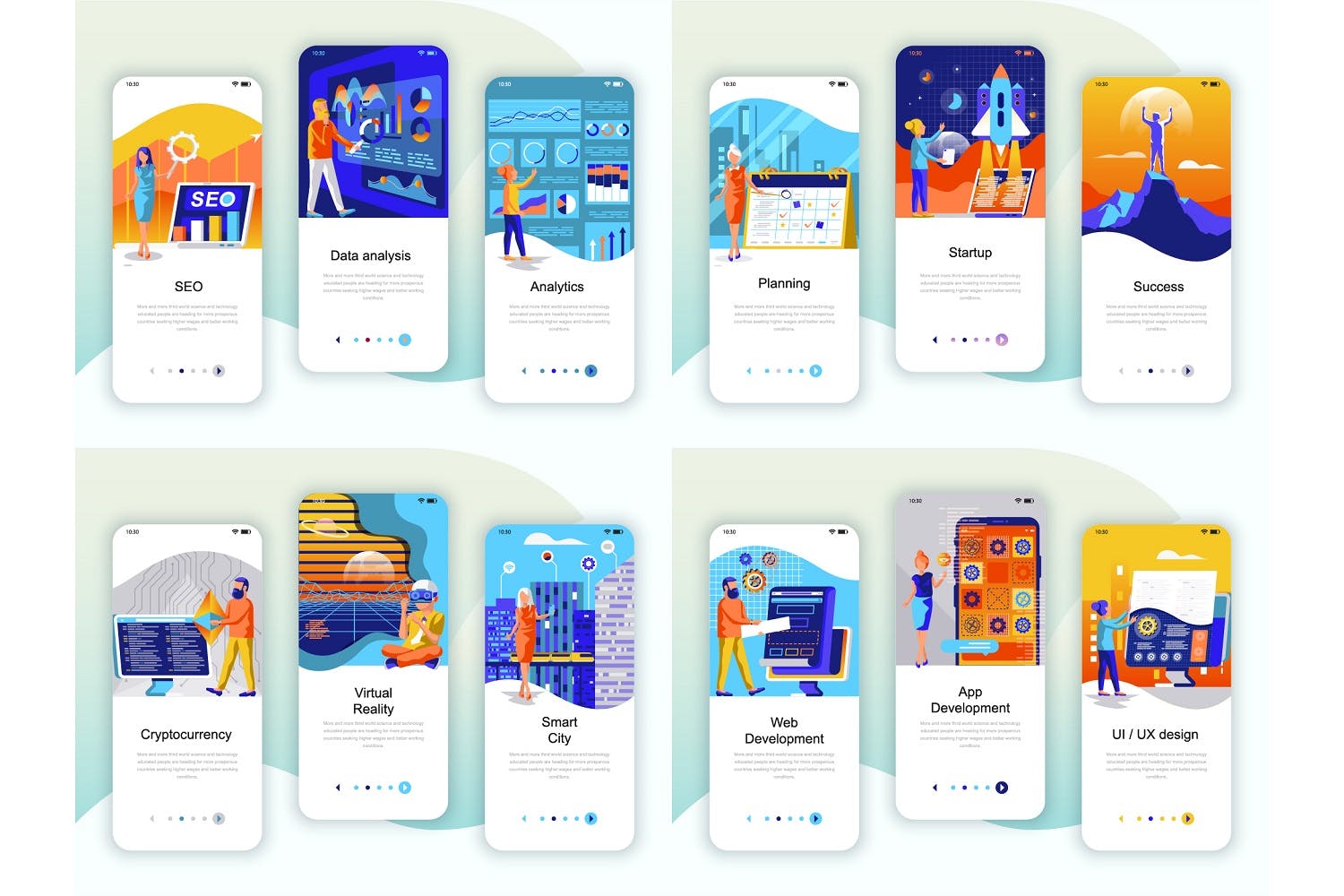 55+行业主题概念插画APP启动页引导页设计模板合集v2 BIG Collection Instagram Stories Onboarding Screen插图(2)