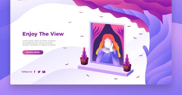 欣赏风景概念插画网站Banner＆着陆页模板 Enjoy View – Banner &amp; Landing Page