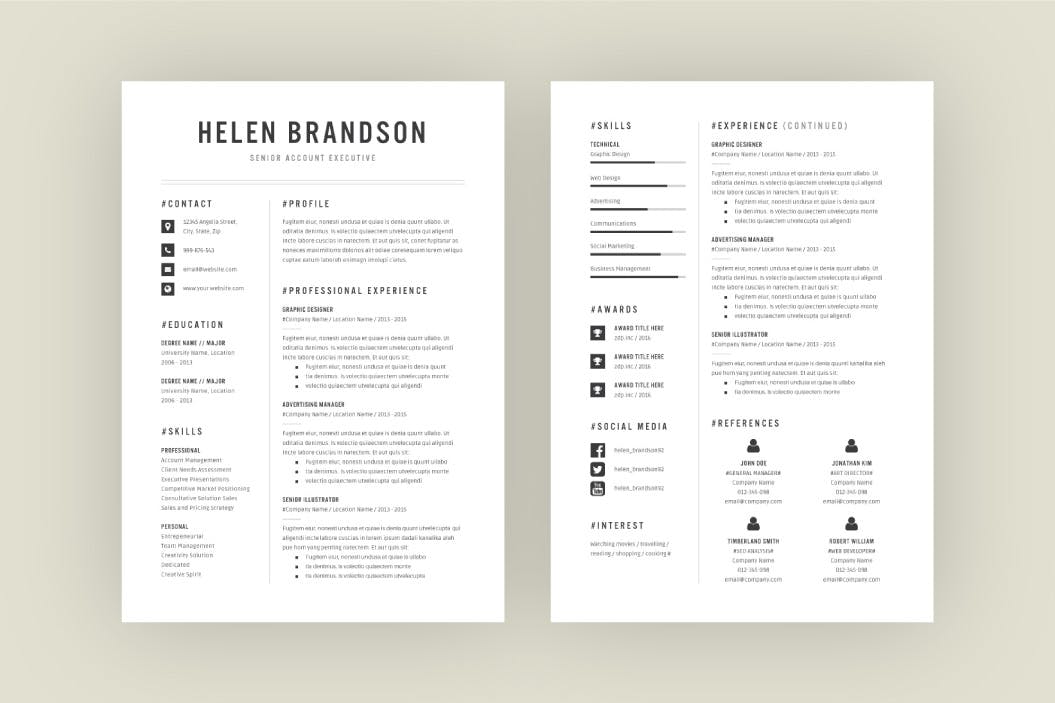 Less is More设计理念个人简历设计模板v2 Resume Template V.2插图(2)
