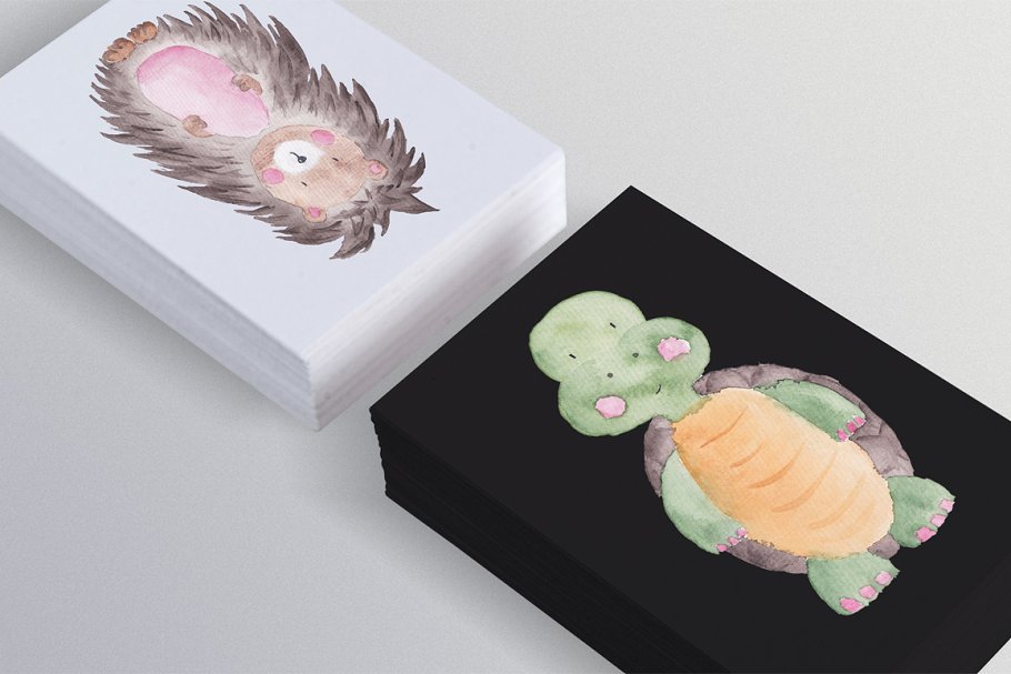 可爱卡通动物水彩剪贴画 Cute Watercolor animals clipart插图(3)