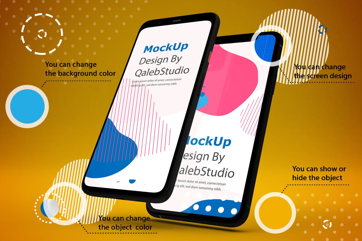 iOS&Android应用UI设计演示素材库精选样机模板 Abstract IOS & Android Mockup V.2插图(2)