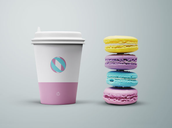 咖啡杯定制设计效果图展示样机模板 Coffee Cup &amp; Cookies Mockup