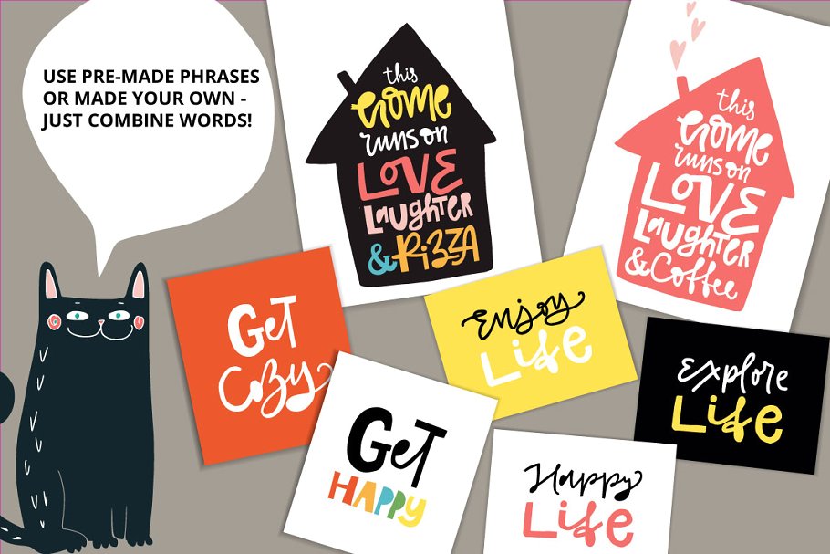 家居装饰字体标签插画 Home Decor Lettering Lab插图(3)