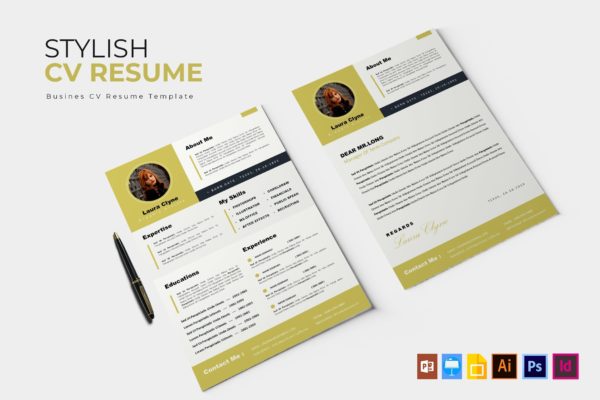图形设计专家个人电子简历设计模板 Stylish | CV &amp; Resume
