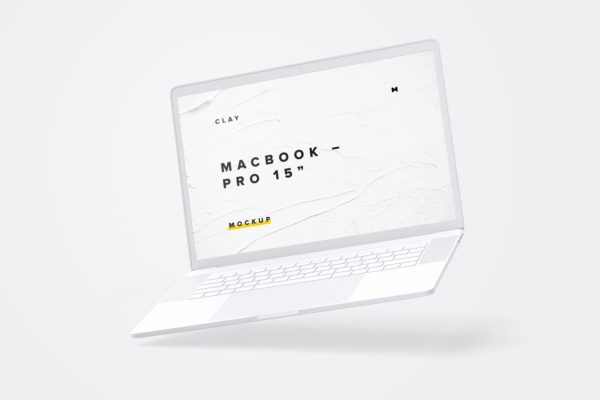 15寸MacBook Pro笔记本电脑屏幕演示样机模板 Clay MacBook Pro 15" with Touch Bar Mockup