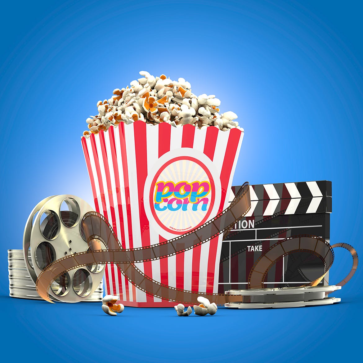 电影之夜爆米花电影院场景样机模板 Movie Night Mockup插图(2)