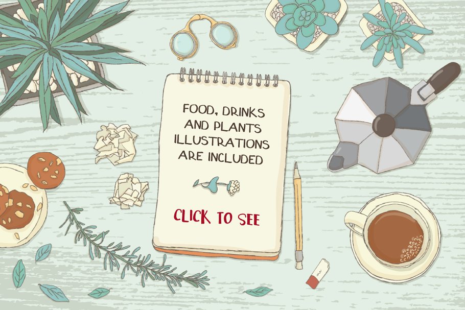 超级巨无霸场景手绘设计素材包 Illustrated Hero Image Scene Creator插图(3)