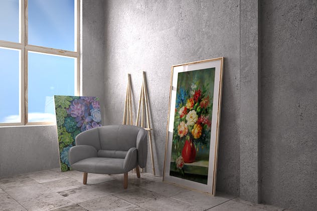 水彩油画手绘艺术作品画廊样机 Painting Gallery Mockup插图(2)