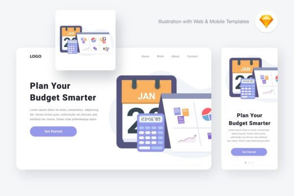 项目预算规划网站设计矢量插画素材[SKETCH&amp;SVG] Planning Budget Illustration (Sketch &amp; SVG)