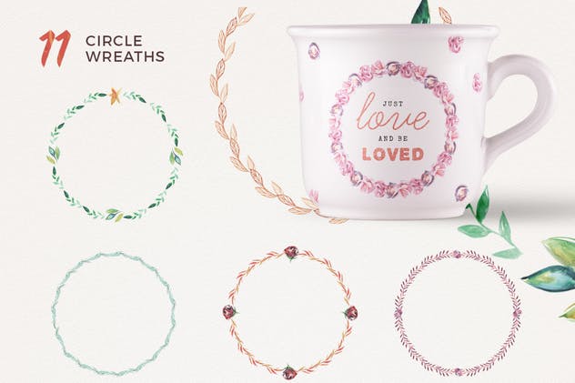 水彩手工设计花卉图案合集 Watercolor Handmade Design Bundle插图(5)