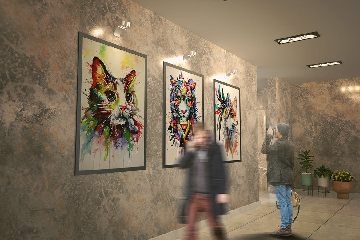 画展厅油画展览画框样机模板素材v9 Exhibittion Mockup [vol9]插图(1)