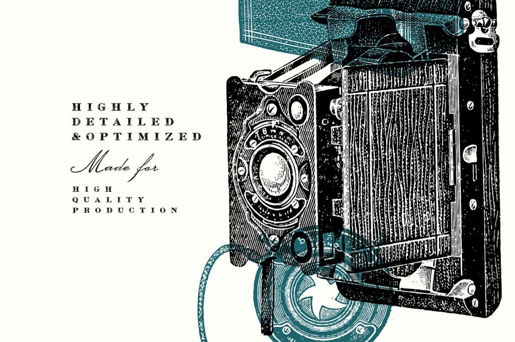 华丽的老式相机摄影相关矢量插图打包下载[eps,ai,png]插图(2)