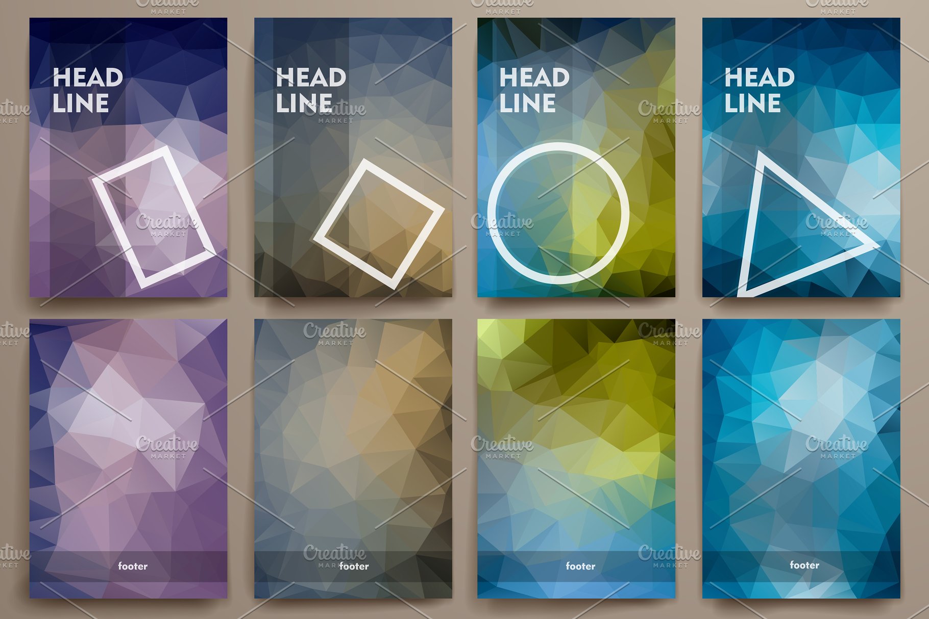 一组抽象几何图型海报宣传册背景 Big Set of Geometrical Templates插图(3)