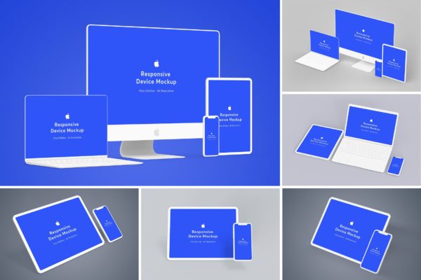 极简主义风格响应式交互设计效果图预览素材库精选样机v3 Responsive Device Mockup 3.0