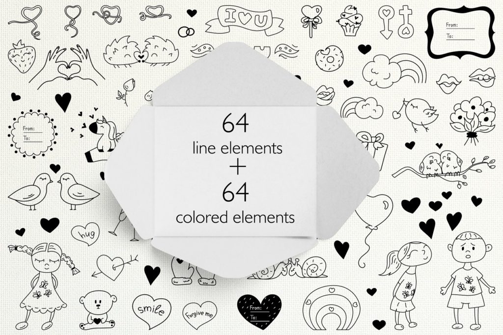 可爱有趣的情人节手绘无缝背景素材下载[ai,psd,eps,png,jpg]插图(1)