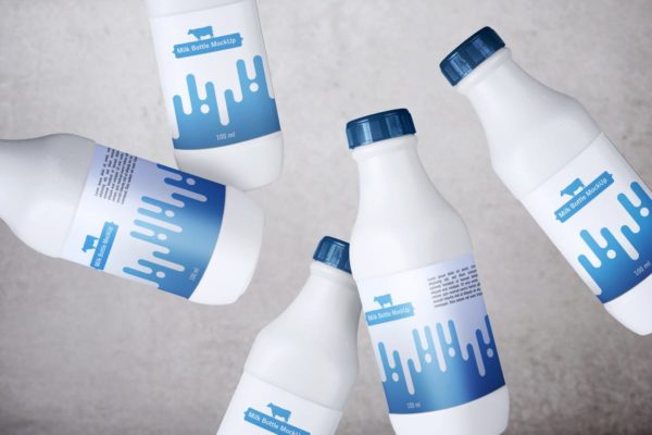 白色乳制品塑料瓶样机 Milk Bottle V.1