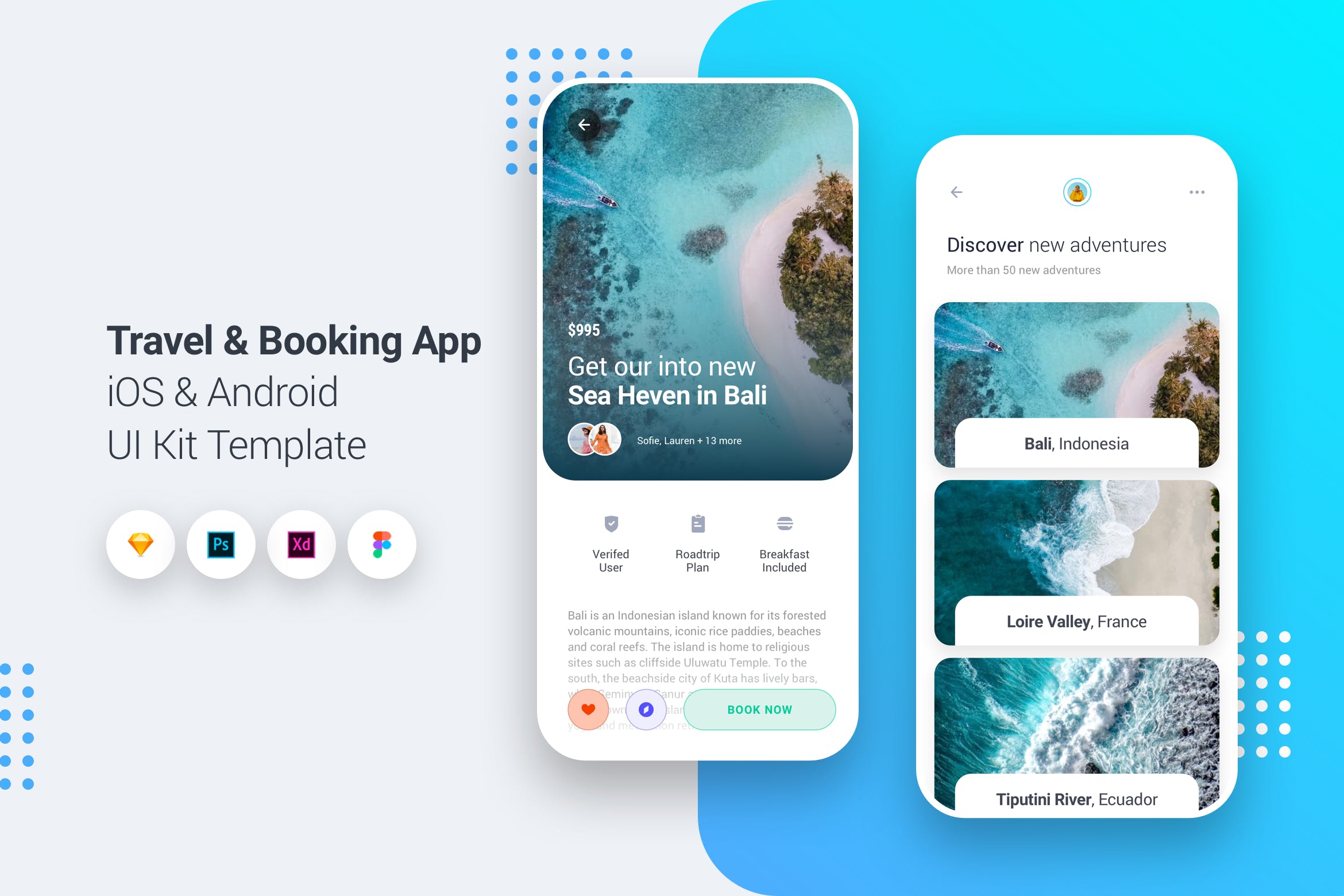 旅行&酒店预订APP设计套件素材 Travel & Booking App iOS & Android UI Kit Template插图