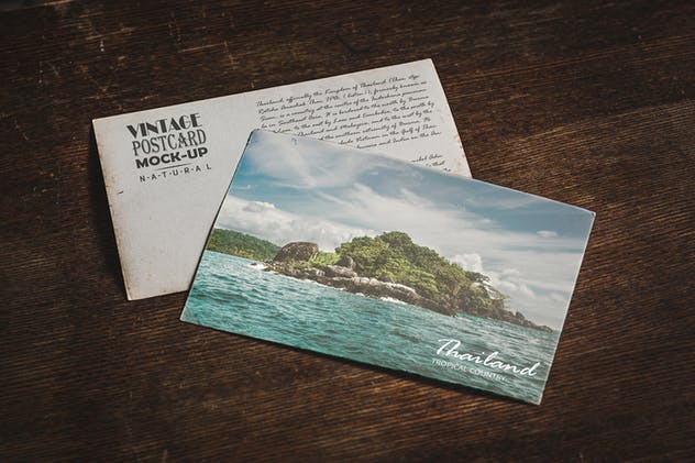4款复古风格明信片设计样机模板 4 Vintage Postcard Mock-up插图(3)