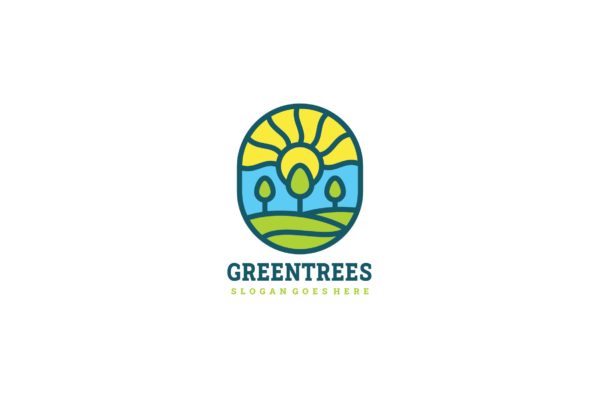 环保绿色自然简约图形Logo设计素材库精选模板 Green Nature Logo