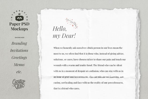 手工制作毛边纸张样机模板 Deckle Edge Paper Mockup Set插图(3)