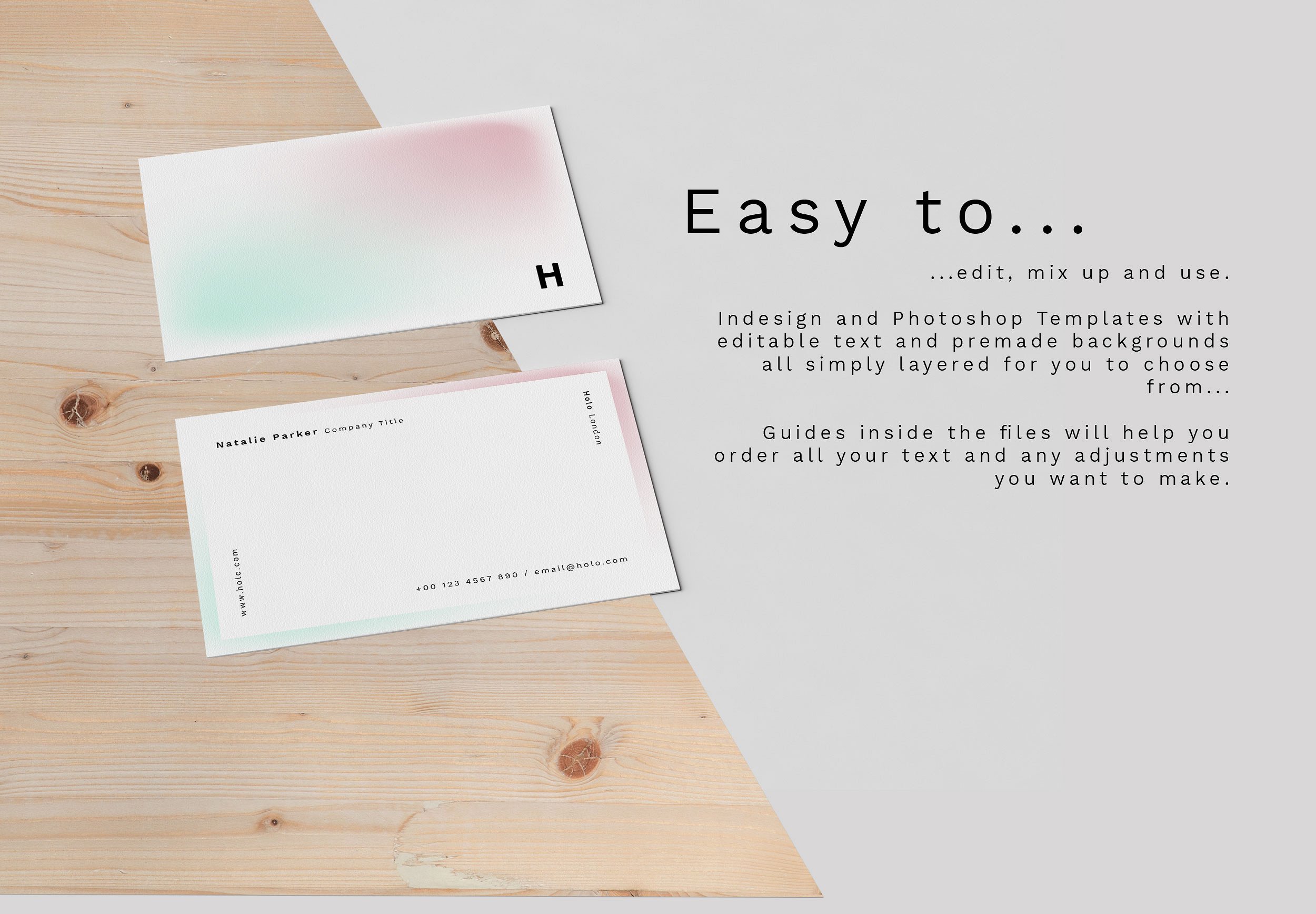 优雅时尚的高端全息渐变色彩名片设计模板插图(4)