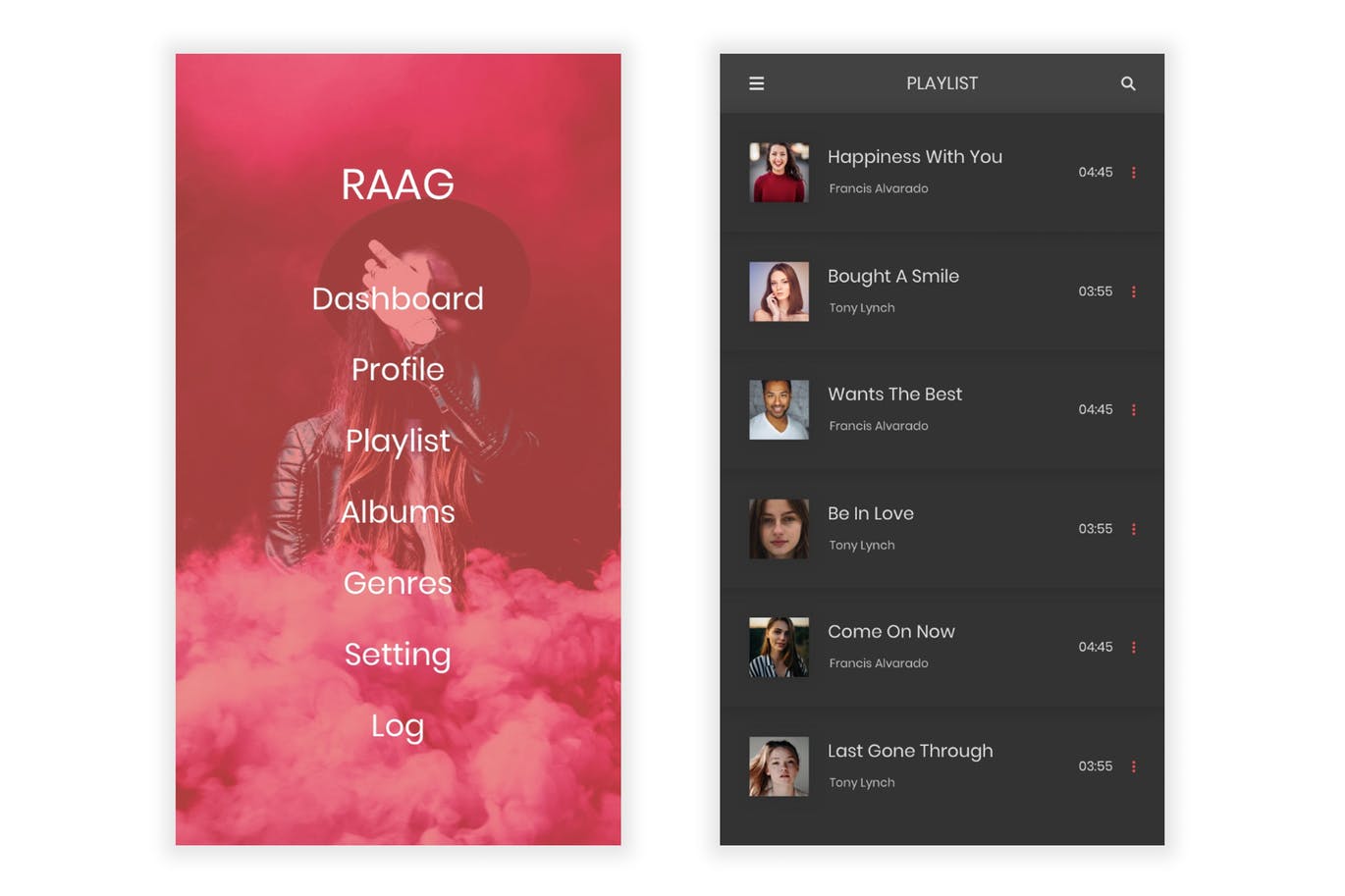 在线音乐听歌APP应用UI设计SKETCH模板 Raag – Music Player UI Kit for Sketch插图(3)