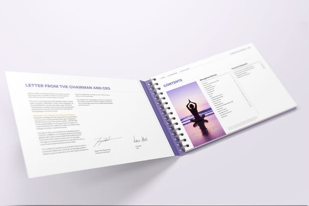 精装封面设计活页笔记本样机V2 Spiral Hardbound Book With Folder Cover Mockups 02插图(8)