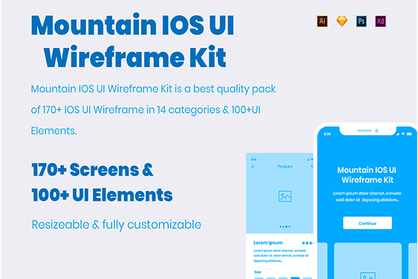 素材库下午茶：超级多功能最新iOS交互设计线框图下载[Sketch,Ai,PSD,XD]