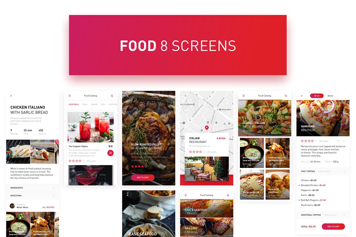 红色格调多用途 APP UI 套件 REDS UI Kit [SKETCH]插图(7)